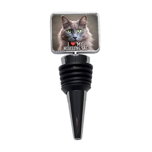 I Love My Nebelung Cat Heart Wine Bottle Stopper
