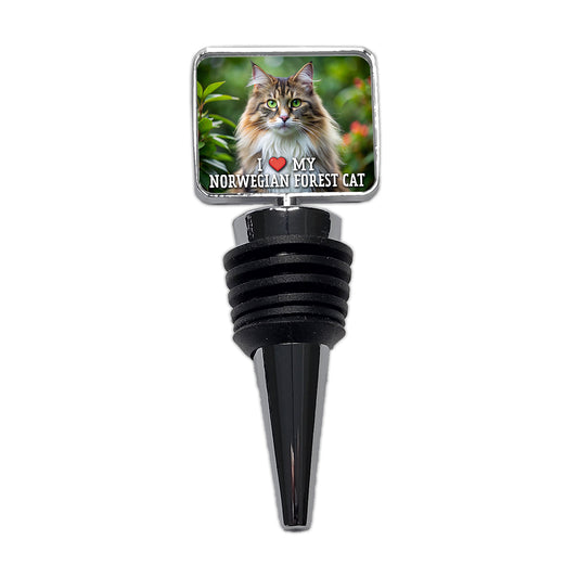 I Love My Norwegian Forest Cat Heart Wine Bottle Stopper