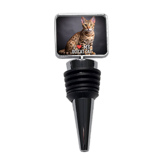 I Love My Ocicat Cat Heart Wine Bottle Stopper