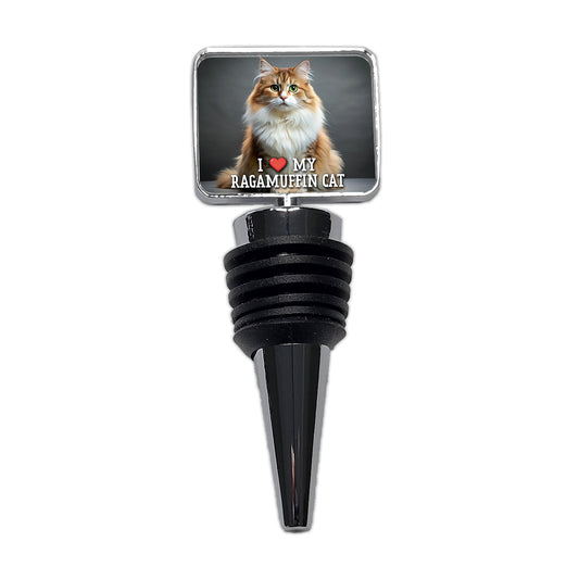 I Love My Ragamuffin Cat Heart Wine Bottle Stopper