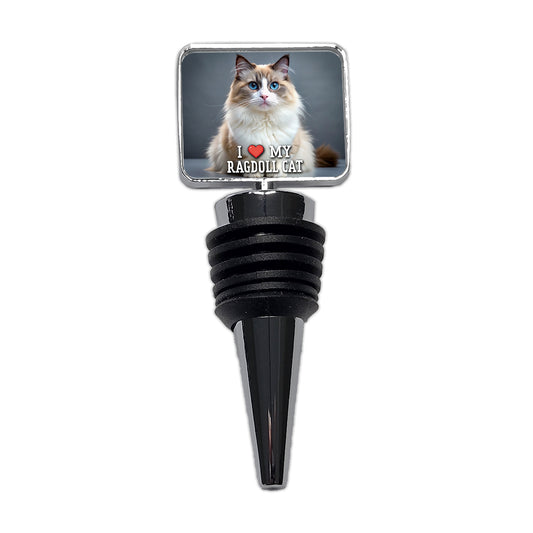 I Love My Ragdoll Cat Heart Wine Bottle Stopper