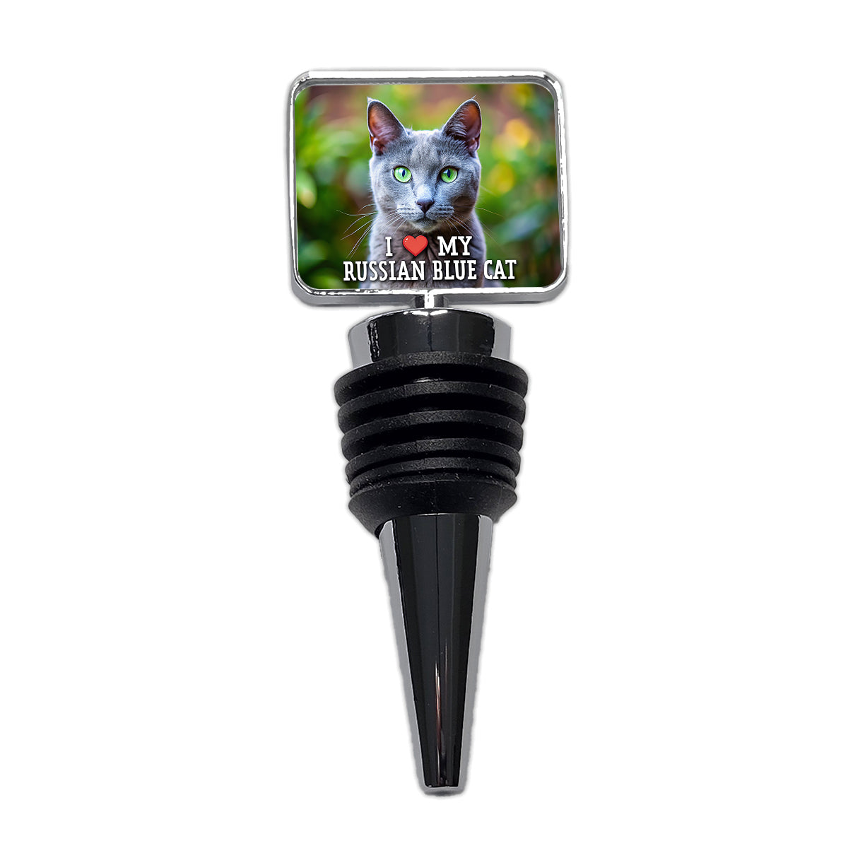 I Love My Russian Blue Cat Heart Wine Bottle Stopper