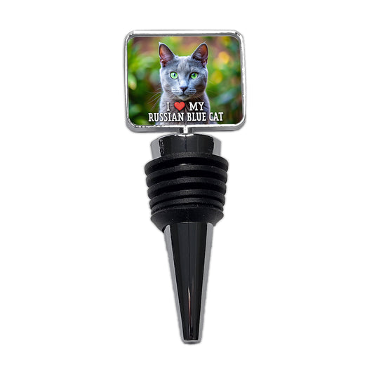 I Love My Russian Blue Cat Heart Wine Bottle Stopper