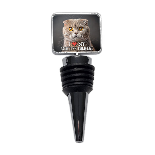 I Love My Scottish Fold Cat Heart Wine Bottle Stopper