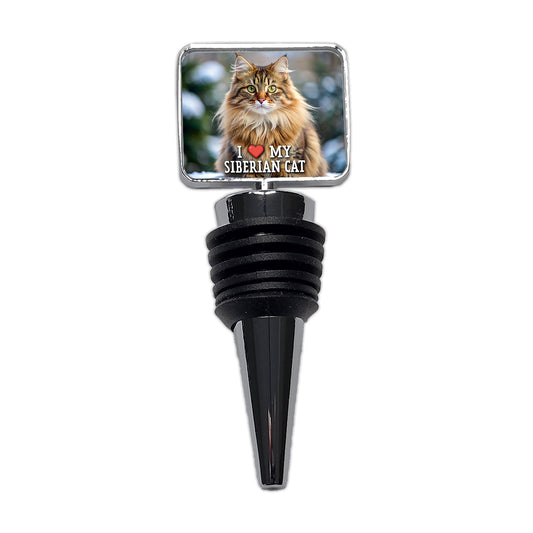 I Love My Siberian Cat Heart Wine Bottle Stopper