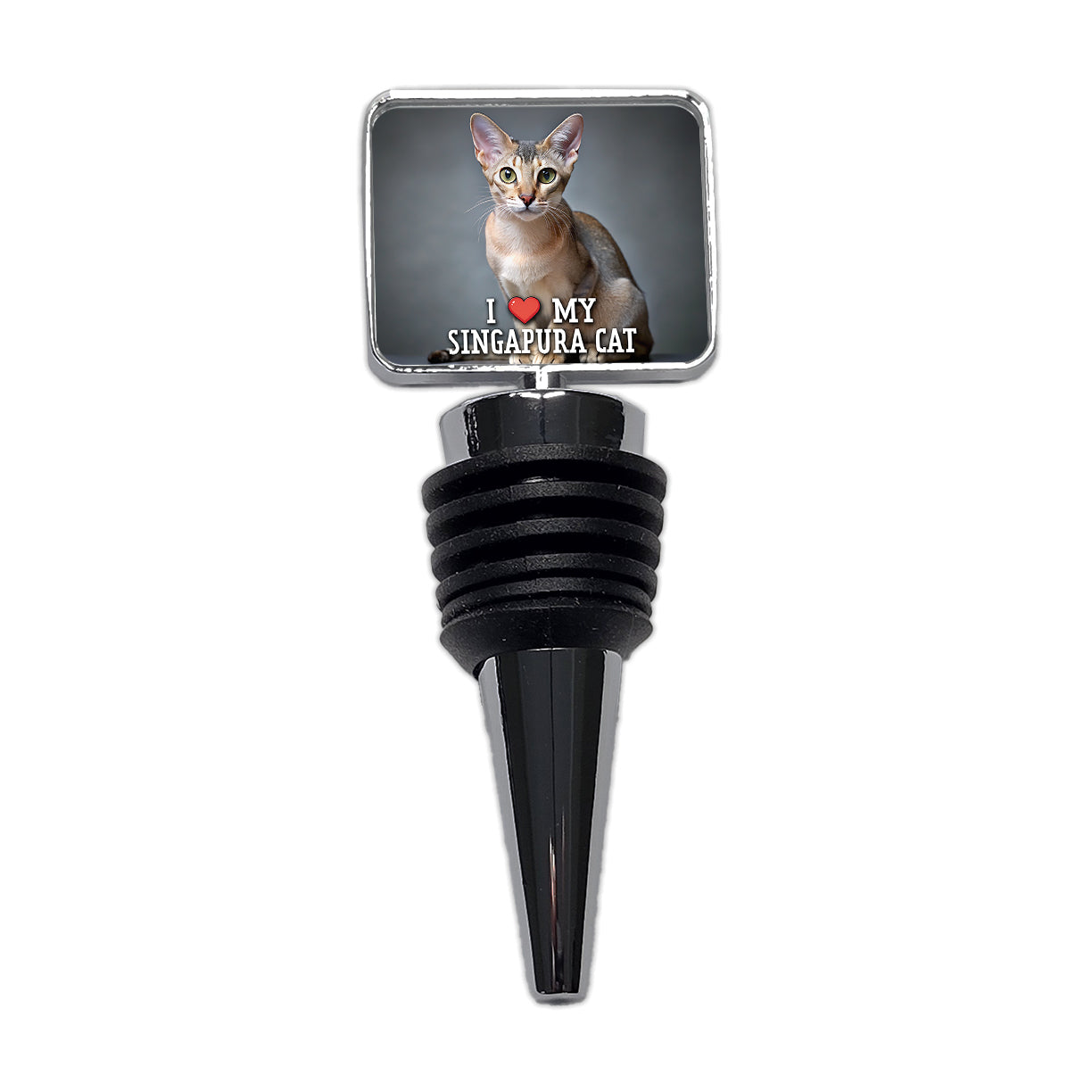 I Love My Singapura Cat Heart Wine Bottle Stopper