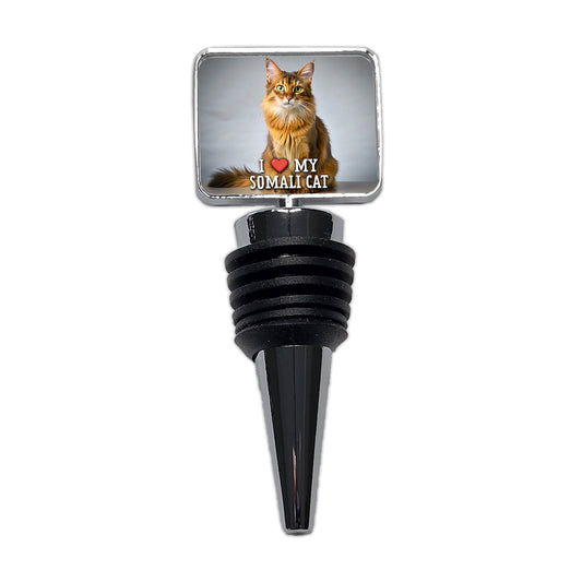 I Love My Somali Cat Heart Wine Bottle Stopper