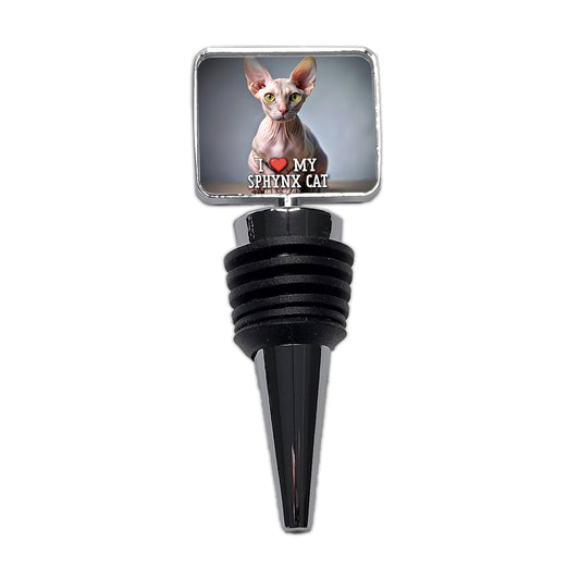 I Love My Sphynx Cat Heart Wine Bottle Stopper