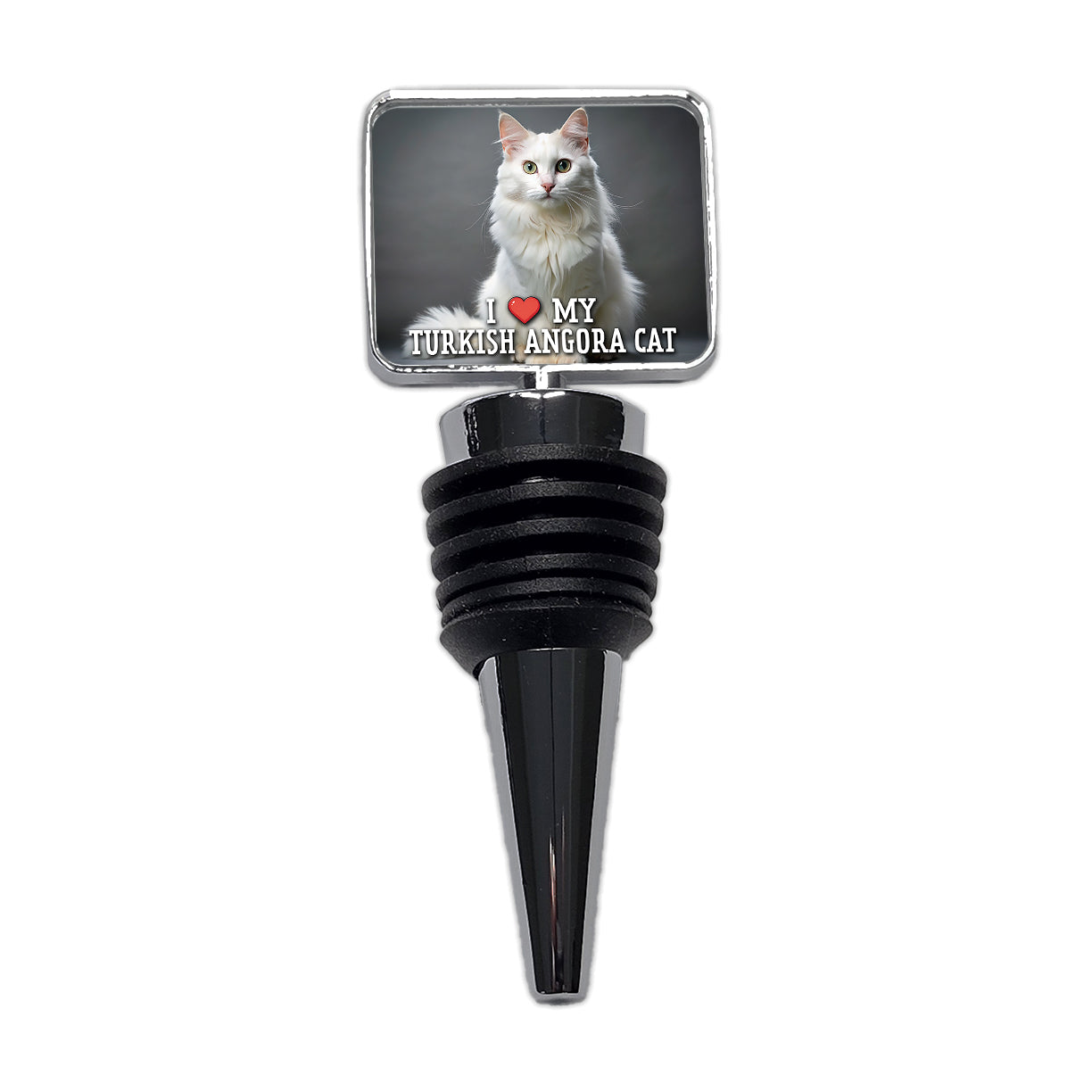 I Love My Turkish Angora Cat Heart Wine Bottle Stopper