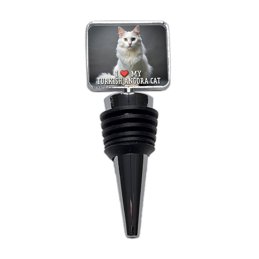 I Love My Turkish Angora Cat Heart Wine Bottle Stopper