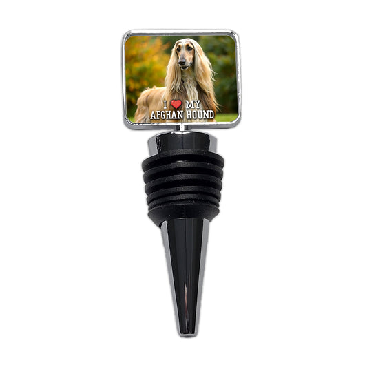 I Love My Afghan Hound Dog Heart Wine Bottle Stopper