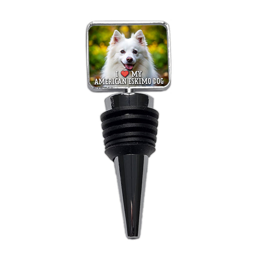 I Love My American Eskimo Dog Heart Wine Bottle Stopper