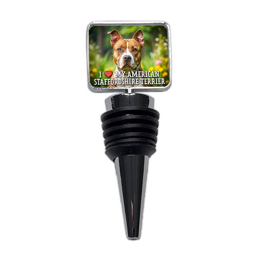 I Love My American Staffordshire Terrier Dog Heart Wine Bottle Stopper
