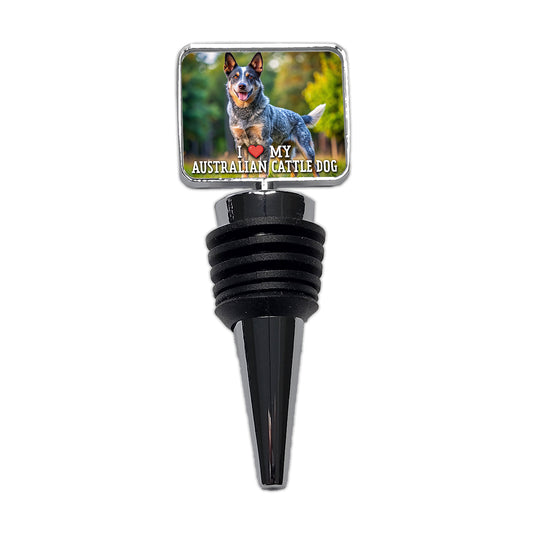 I Love My Australian Cattle Dog Heart Wine Bottle Stopper