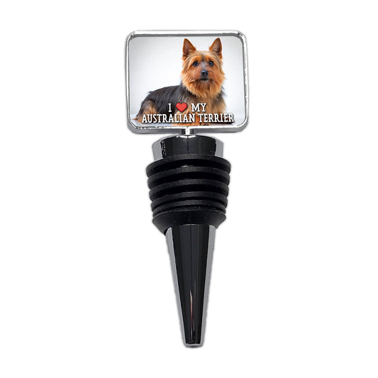 I Love My Australian Terrier Dog Heart Wine Bottle Stopper