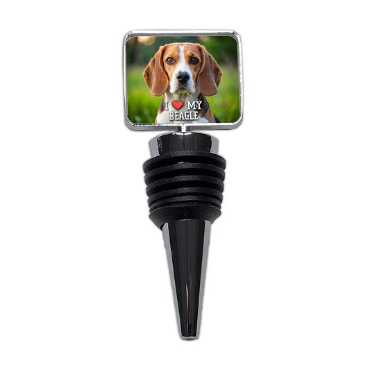 I Love My Beagle Dog Heart Wine Bottle Stopper