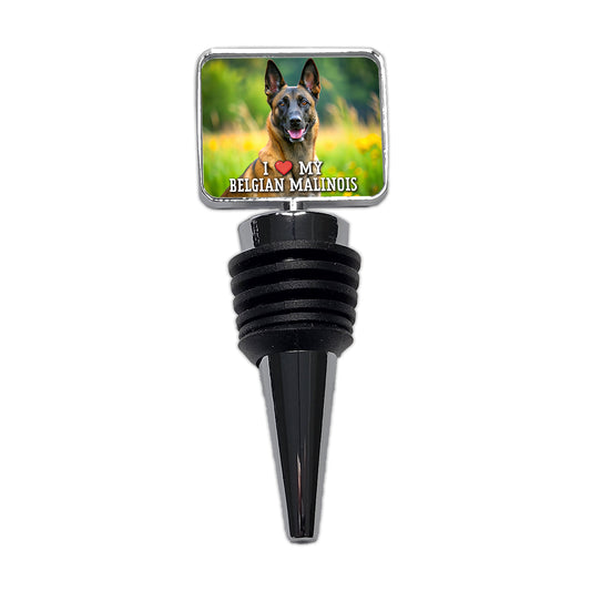 I Love My Belgian Malinois Dog Heart Wine Bottle Stopper