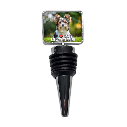 I Love My Biewer Terrier Dog Heart Wine Bottle Stopper