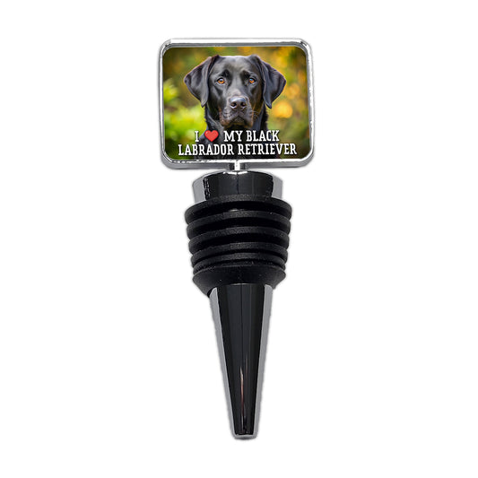 I Love My Black Labrador Retriever Dog Heart Wine Bottle Stopper