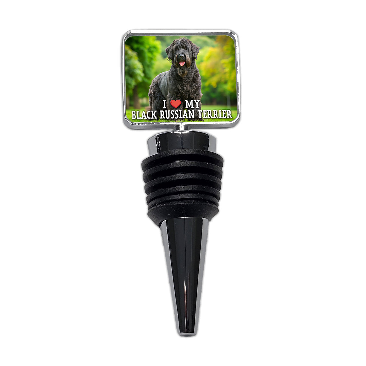 I Love My Black Russian Terrier Dog Heart Wine Bottle Stopper