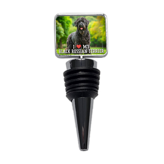 I Love My Black Russian Terrier Dog Heart Wine Bottle Stopper