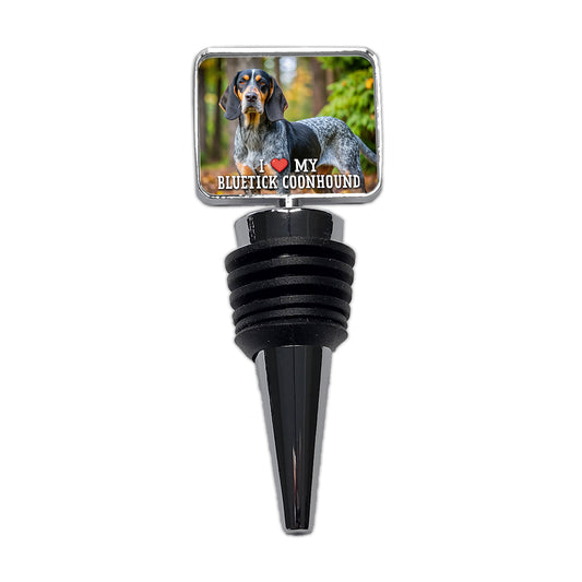 I Love My Bluetick Coonhound Dog Heart Wine Bottle Stopper