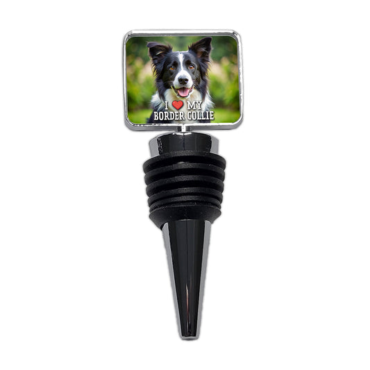 I Love My Border Collie Dog Heart Wine Bottle Stopper