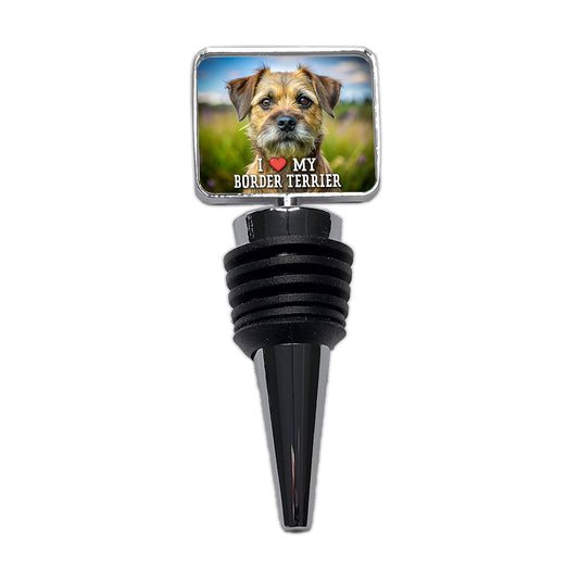 I Love My Border Terrier Dog Heart Wine Bottle Stopper