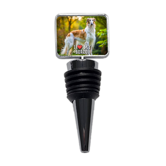 I Love My Borzoi Dog Heart Wine Bottle Stopper