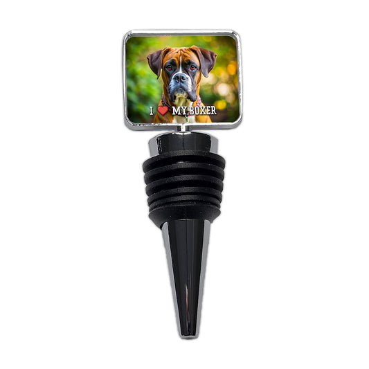 I Love My Boxer Dog Heart Wine Bottle Stopper