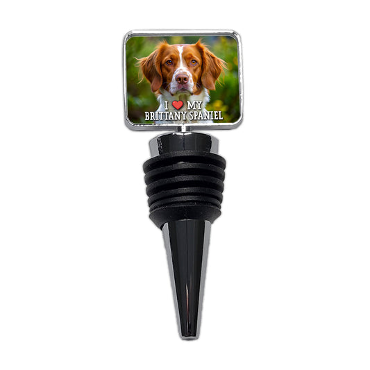 I Love My Brittany Spaniel Dog Heart Wine Bottle Stopper