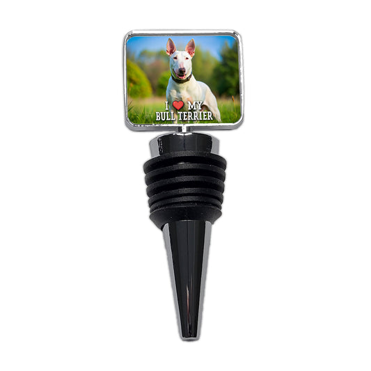I Love My Bull Terrier Dog Heart Wine Bottle Stopper