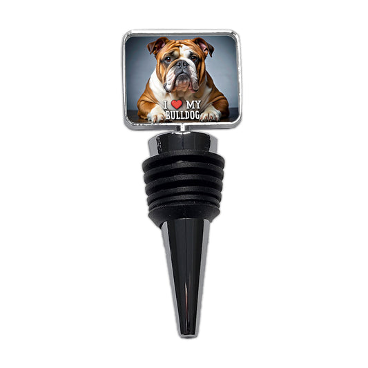 I Love My Bulldog Dog Heart Wine Bottle Stopper