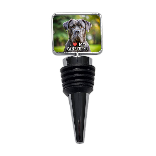 I Love My Cane Corso Dog Heart Wine Bottle Stopper