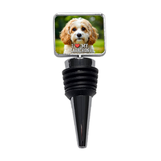I Love My Cavachon Dog Heart Wine Bottle Stopper