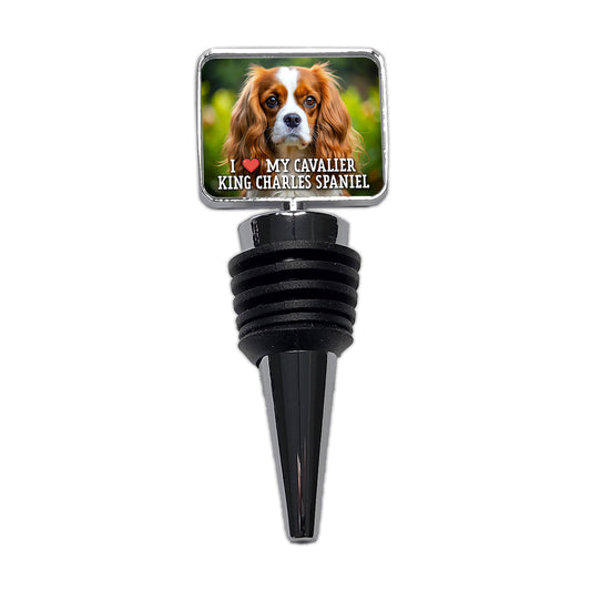 I Love My Cavalier King Charles Spaniel Dog Heart Wine Bottle Stopper