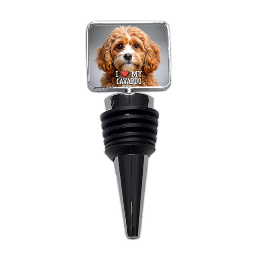I Love My Cavapoo Dog Heart Wine Bottle Stopper