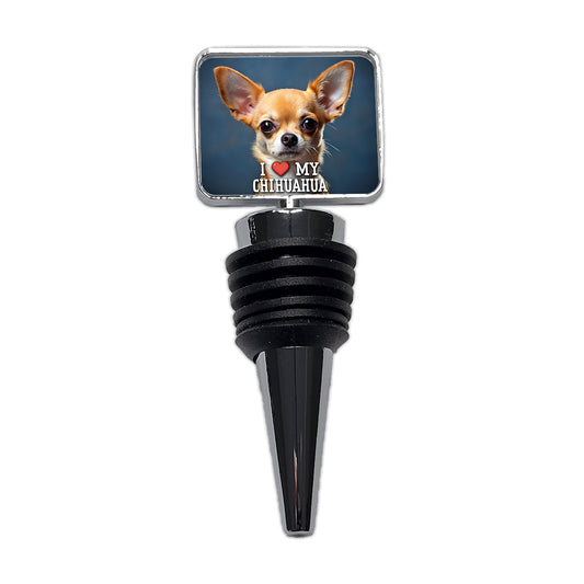 I Love My Chihuahua Dog Heart Wine Bottle Stopper