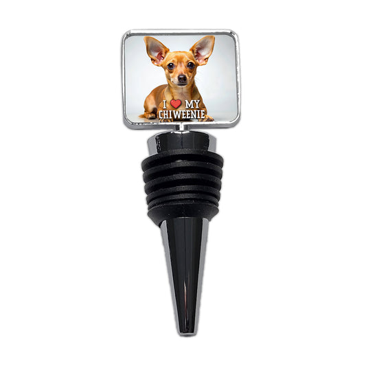 I Love My Chiweenie Dog Heart Wine Bottle Stopper