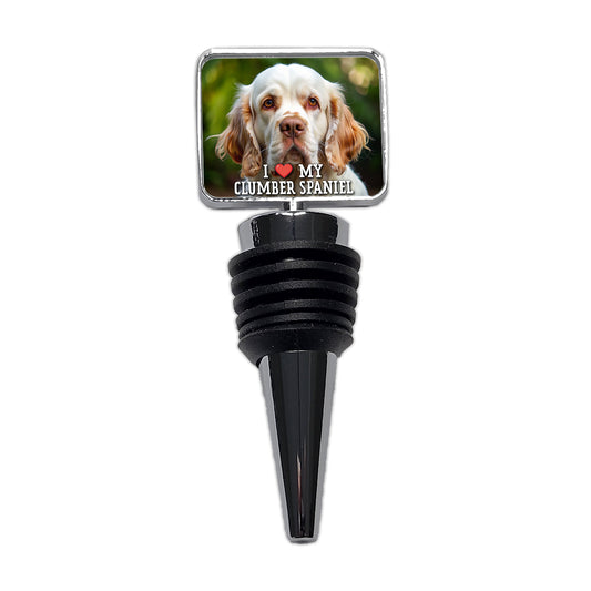 I Love My Clumber Spaniel Dog Heart Wine Bottle Stopper
