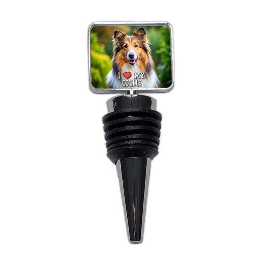 I Love My Collie Dog Heart Wine Bottle Stopper