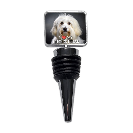 I Love My Coton De Tulear Dog Heart Wine Bottle Stopper