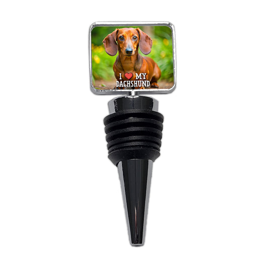 I Love My Dachshund Dog Heart Wine Bottle Stopper