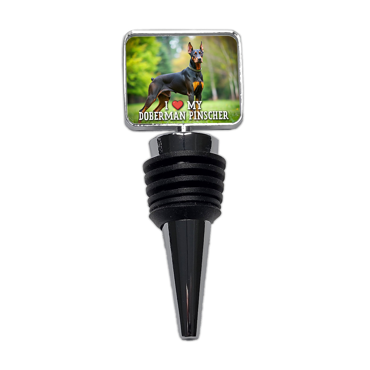 I Love My Doberman Pinscher Dog Heart Wine Bottle Stopper