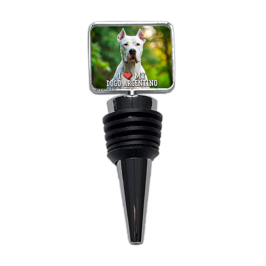 I Love My Dogo Argentino Dog Heart Wine Bottle Stopper