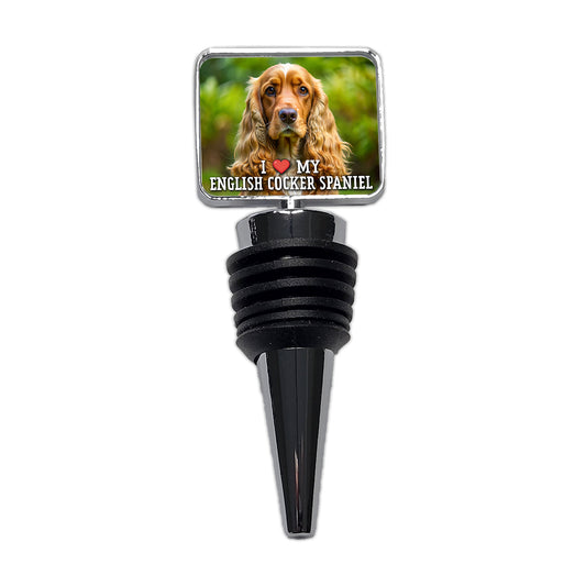 I Love My English Cocker Spaniel Dog Heart Wine Bottle Stopper