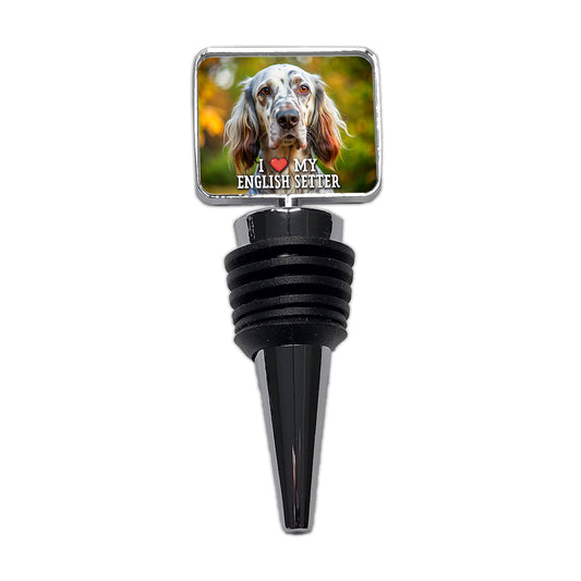 I Love My English Setter Dog Heart Wine Bottle Stopper