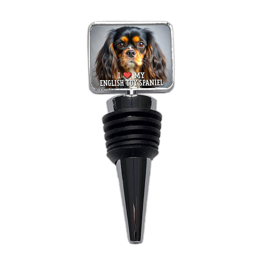 I Love My English Toy Spaniel Dog Heart Wine Bottle Stopper
