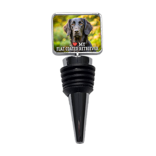 I Love My Flat Coated Retriever Dog Heart Wine Bottle Stopper