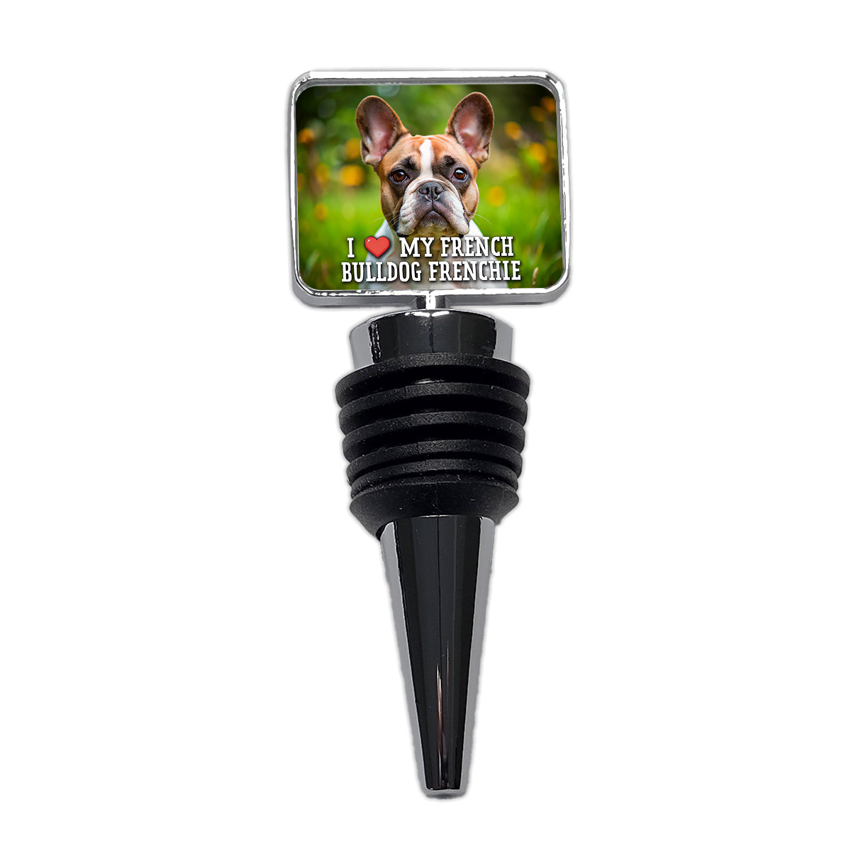 I Love My French Bulldog Frenchie Dog Heart Wine Bottle Stopper